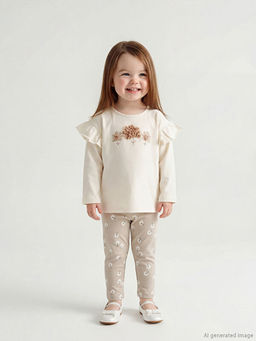 ?i?ek Bask?l? K?z Bebek Ti??rt ve E?ofman Alt Tak?m