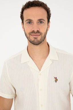 U. S. Polo Assn / Мужская рубашка с коротким рукавом цвета экрю - U.s. polo assn фото 2