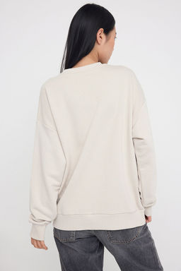 Tas Oversize/Bol Kesim Bisiklet Yaka Kal?n Sardonsuz Orme Sweatshirt TWOAW26SW00029