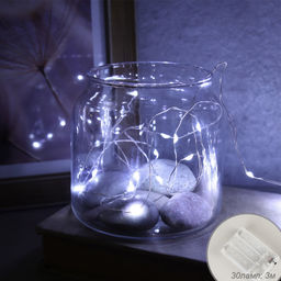 Гирлянда светодиодная нить 3 м 30 LED / GN21 /уп 200/холодный белый732382