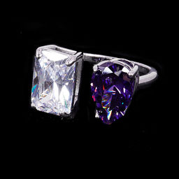 Кольцо с Аметистовым и хрустальным алмазным стеклом Сваровски