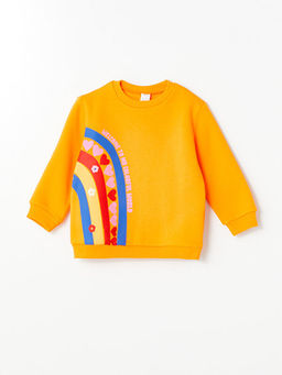 Bisiklet Yaka Bask?l? K?z Bebek Sweatshirt