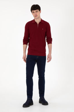 Erkek Regular Fit Yar_m Fermuarl_ Bordo Basic Kazak - U.s. polo assn фото 4