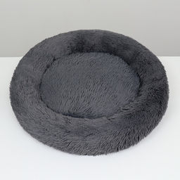 Лежанка для собак и кошек, длинный мех, 80 х 80 х 25 см, серая - Пижон фото 3