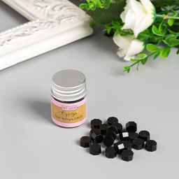 Цена за 2 шт. Сургуч в гранулах в баночке Восьмигранник каменный уголь 9 гр 4,5х3х3 см