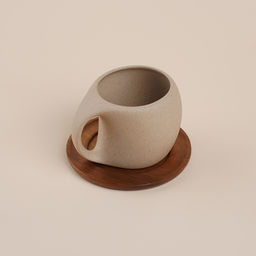 Кружка керамическая SL Home «Стоун форест», 220 мл, на деревянной подставке, d= 12 см