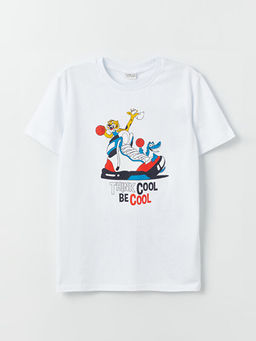 Bisiklet Yaka Bask?l? K?sa Kollu Erkek ?ocuk Ti??rt