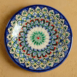 Тарелка Риштанская Керамика «Цветы», d=17 см, керамика, узор микс, синяя