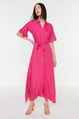 TRENDYOLMILLA Siyah Kusakl? Puantiyeli Maxi Viskon Dokuma Gomlek Elbise TWOSS19EL0094  фото 3