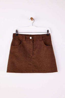 Koyu Kahverengi Suni Suet Mini Sort Etek Sort & Bermuda TWOAW26SR00058 - Trendyolmilla фото 5