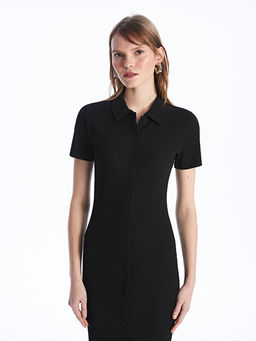 Polo Yaka D?z K?sa Kollu Kad?n Bodycon Elbise