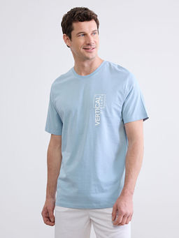 Bisiklet Yaka Bask?l? Erkek Ti??rt