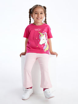 Bisiklet Yaka Bask?l? K?sa Kollu K?z Bebek Ti??rt - Waikiki фото 2