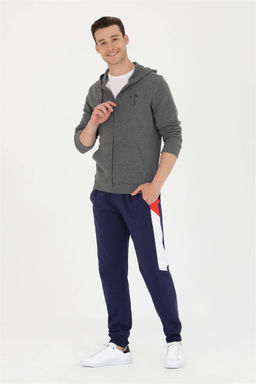 U. S. Polo Assn Мужской вязаный кардиган антрацитового меланжевого цвета с капюшоном - U.s. polo assn фото 4