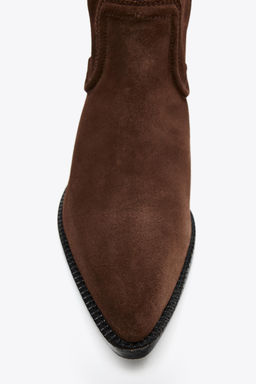 SPLIT SUEDE COWBOY HEELED BOOTS - Zara фото 5