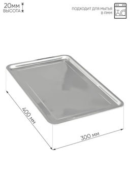 Поднос нерж. 40*30*2 см, арт. AST-002-ПВ-40