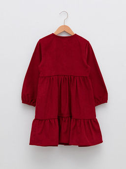 Bisiklet Yaka F?rf?r Detayl? Uzun Kollu Kadife K?z ?ocuk Elbise - Waikiki фото 2