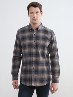 Regular Fit Y?n Kar???ml? Erkek G?mlek