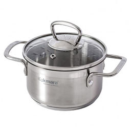 Кастрюля из нержавеющей стали Orion 1л, д14см, h14,5см, s0,05см, дно д12см s0,8мм, стеклянная крышка с пароотводом, мерная шкала (Россия) Подходит для всех видов плит, включая индукционную.