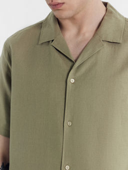 Мужская рубашка хаки из хлопка и льна хаки1 111819 - Mark formelle фото 4