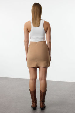 TRENDYOLMILLA Camel Kruvaze Kapama Mini Boy Dokuma Etek TWOAW25ET00070  фото 19