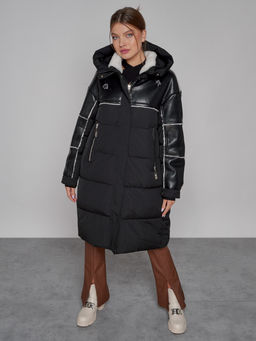 Пальто утепленное молодежное зимнее женское черного цвета 51131Ch - MaxRita фото 11