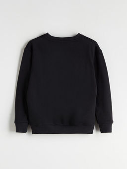 Bisiklet Yaka Bask?l? Erkek ?ocuk Sweatshirt