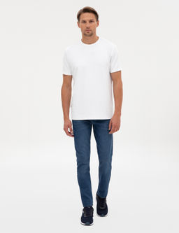 Beyaz Regular Fit Kal_n Dokulu Bisiklet Yaka Basic Ti__rt - Pierre cardin фото 4