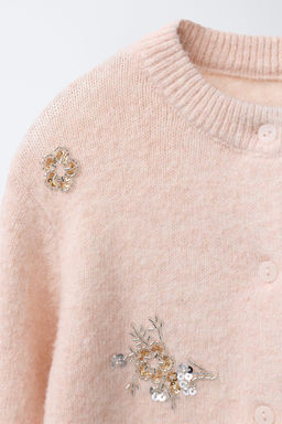 CARDIGAN WITH BEADED FLOWERS - Zara фото 3
