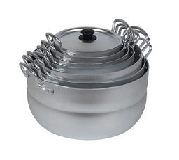 НАБОРМАТРЕШКАиз 7 полусфер кастрюль(1,7;2,5;3;4,5; 6;8;10 л), 2 мет/руч, мет/кр. Алюминий 11107