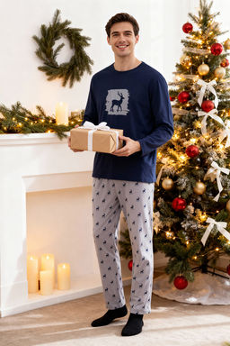 Bordo Geyik Bask?l? Regular Fit Orme Pijama Tak?m? TMNAW25PT00040