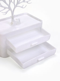 Шкатулка для украшений «Олень», 2 яруса, квадратная подставка,17×11×24.8 см, белая