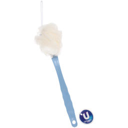 Цена за 3 шт. Мочалка массажная "PREMIUM - FARGO", на пластиковой ручке, цвет голубой, 32*8см (лейбл Ультрамарин)