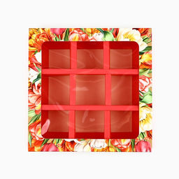 Цена за 5 шт. Коробка под 9 конфет с ячейками «8 марта» 14.5×14.5×3.5 см