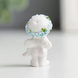 Цена за 2 шт. Фигурка полистоун Ангелочек малышок, голубой веночек, 3?1.5?2 см, МИКС