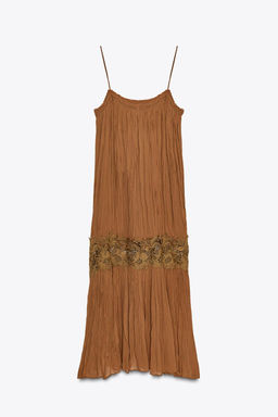 ZW COLLECTION CRINKLED EMBROIDERED DRESS - Zara фото 7