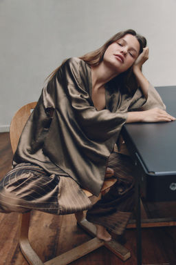 WRAPOVER LINEN BLEND SHIRT - Zara фото 5