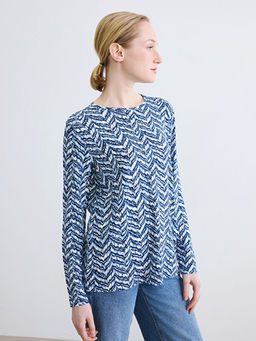 Bisiklet Yaka Desenli Kad?n Ti??rt