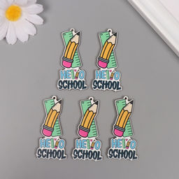 Декор для творчества дерево «Линейка и карандаш», набор 5 шт., 5.7×2.7×0.3 см