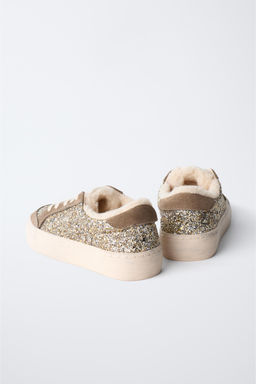 GLITTER FAUX SHEARLING SNEAKERS - Zara фото 6