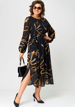 Платье EVA GRANT 7281 черный с принтом  фото 6