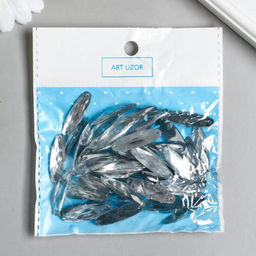 Декор для творчества пластик Стразы овал. Серебро набор 50 шт 0,8х2,8 см - Арт узор фото 3