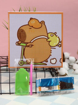 Алмазная мозаика на подрамнике Draw Me! Capybara on a scooter, (20*20 см)