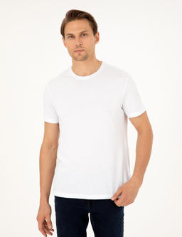 Beyaz %100 Pamuk Slim Fit Bisiklet Yaka Basic Ti__rt - Pierre cardin фото 3