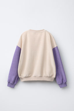 SWEATSHIRT WITH CONTRASTING SLEEVES AND TERRY DETAIL - Zara фото 2