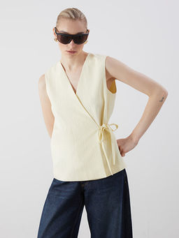 V Yaka Dokulu Kad?n Klasik Yelek