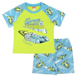 CAK 5439 комплект для мальчика (футболка, шорты), салатовый-синий