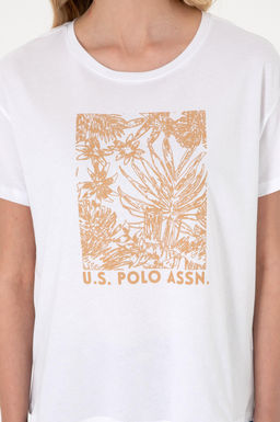 Kad_n Beyaz Desenli Bisiklet Yaka Ti__rt Sepette S_rpriz _ndirim - U.s. polo assn фото 6