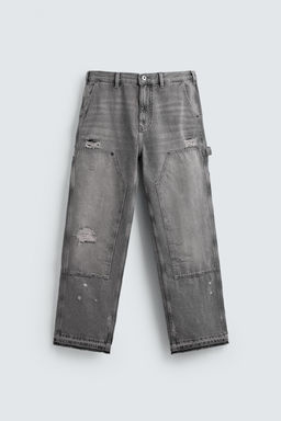 JEANS BOLSILLO CARPINTERO LAVADO / Gris - Zara фото 7
