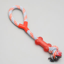 Игрушка тренировочная канатная с косточкой, до 120 г, до 40 см, микс цветов - Пижон фото 3